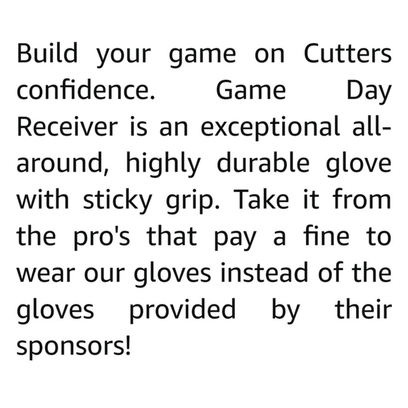 Cutters Game Day Receiver Youth Sports Gloves Black Topo - Picture 15 of 15